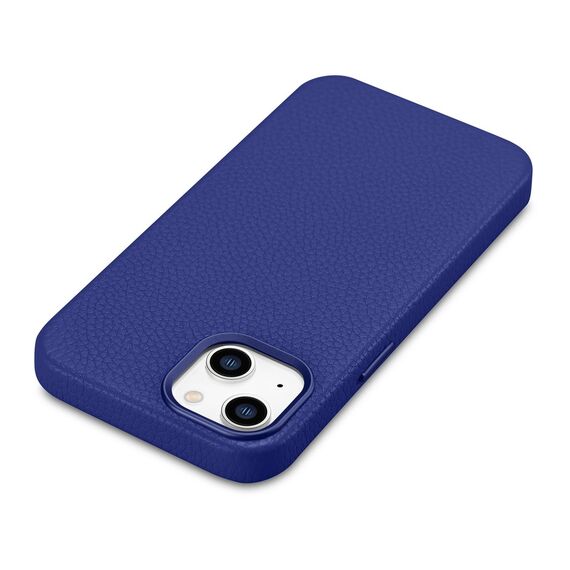 iCarer Litchi Premium Leather Case iPhone 14 Plus Magnetic Leather Case with MagSafe Dark Blue (WMI14220711-DB)