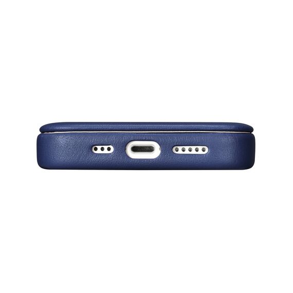 iCarer CE Premium Leather Folio Case iPhone 14 Plus Magnetic Flip Leather Folio Case MagSafe Blue (WMI14220715-BU)