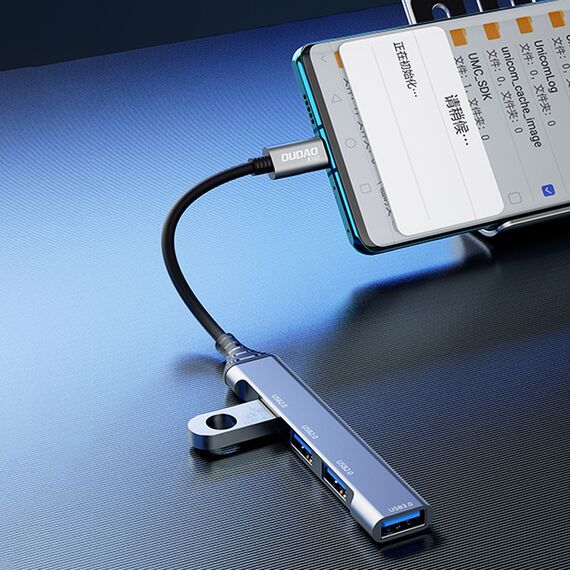 Dudao HUB 4in1 USB-C - 4x USB-A (3 x USB2.0 / USB3.0) 6.3cm black (A16T)
