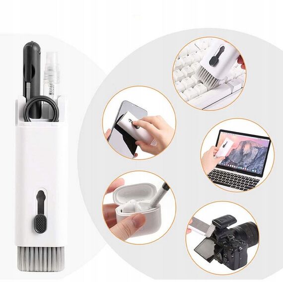 Multifunctional 7in1 cleaning set for headphones and keyboard - gray