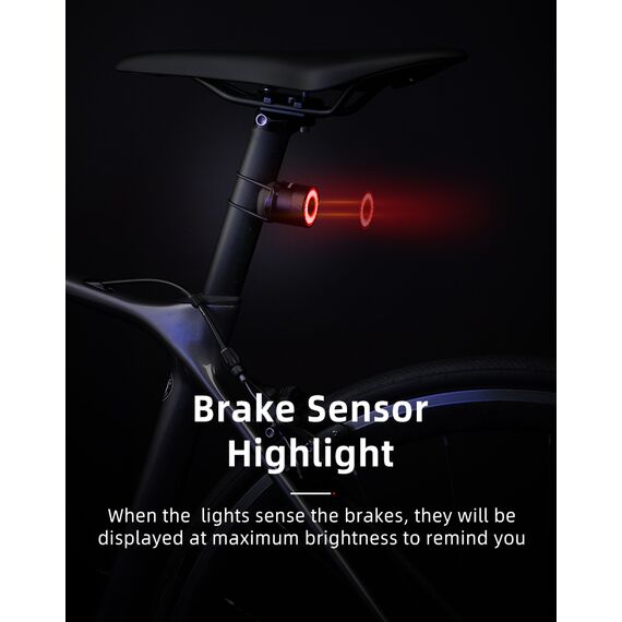 Rockbros Q3 Rear Bike Light with Smart Stop System - Black