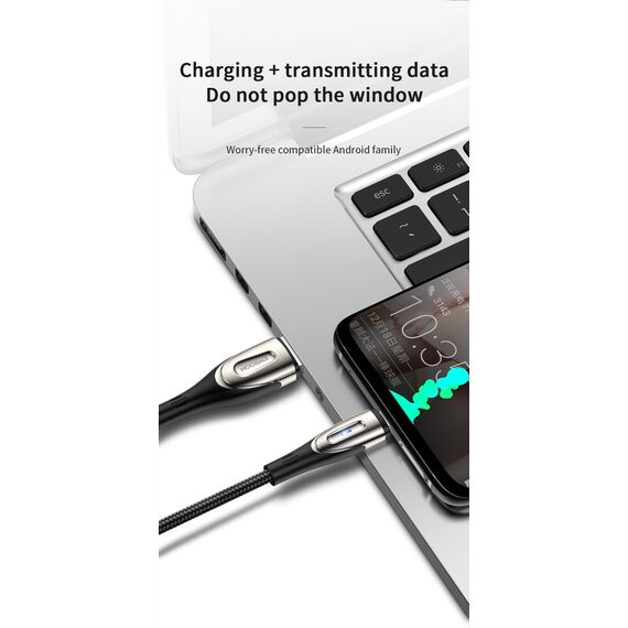 Joyroom Sharp Series S-M411 USB-A / micro USB 3A 1.2m Cable with Charging Indicator - Black