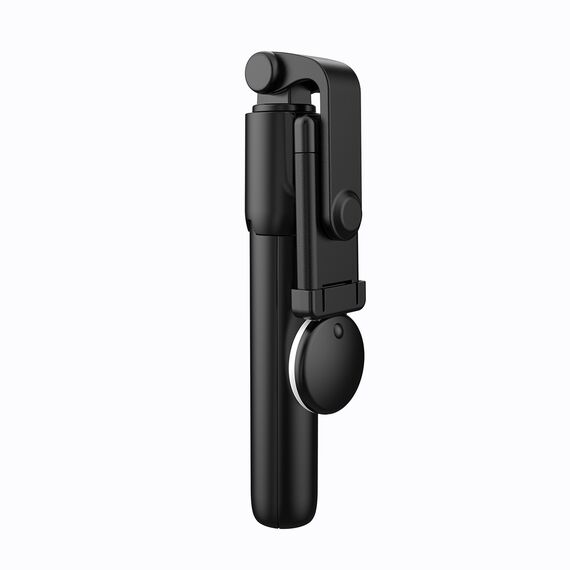 Selfie stick WH1YXS telescopic tripod 1m with round lamp and phone holder - black