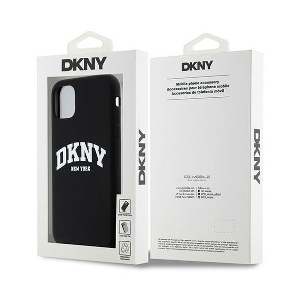 DKNY Liquid Silicone White Printed Logo MagSafe Case for iPhone 11/Xr - Black