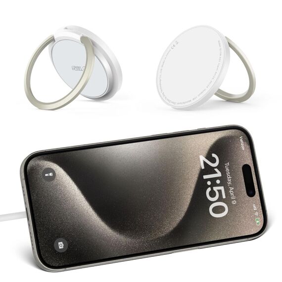 Tech-Protect QI15W-A33 Inductive Charger with MagSafe and Stand with USB-A / USB-C Cable - White