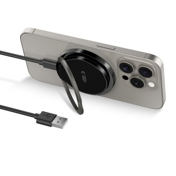 Tech-Protect QI15W-A33 Inductive Charger with MagSafe and Stand with USB-A / USB-C Cable - Black