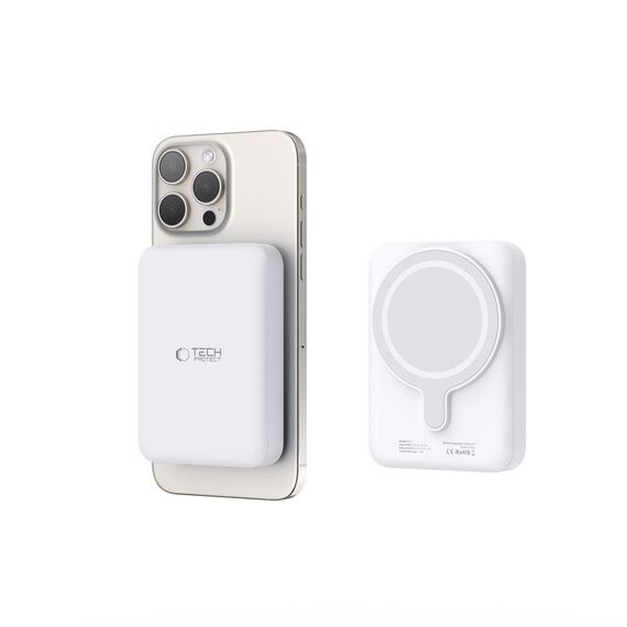 Tech-Protect LifeMag PB11 Powerbank with MagSafe 10000mAh 15W USB-C port - white + USB-C cable