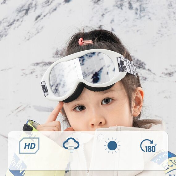 Qunature Panda Ski Goggles for Kids - Black/White
