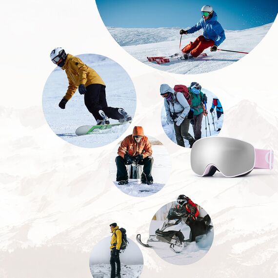 Qunature Pink Children's skiing goggles (medium/large children's version)