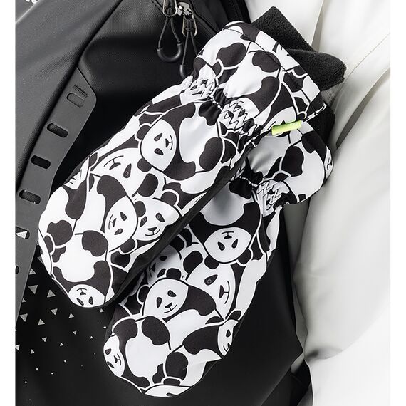 Qunature Panda Heat Transfer Ski Gloves Kids Size S - Black/White