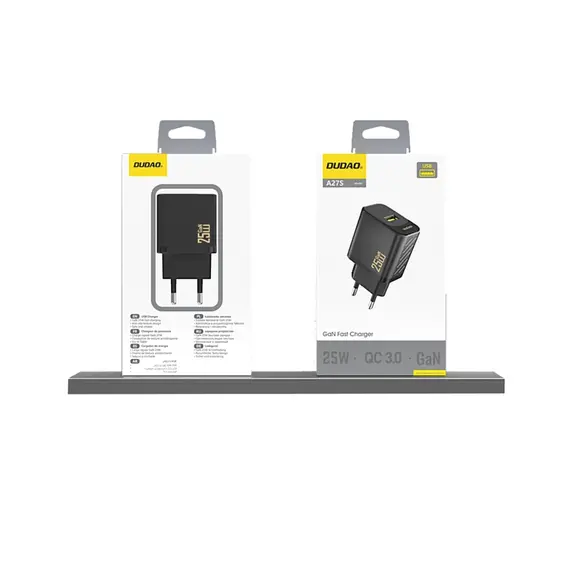 Dudao A27S 25W GaN USB-A Charger - Black
