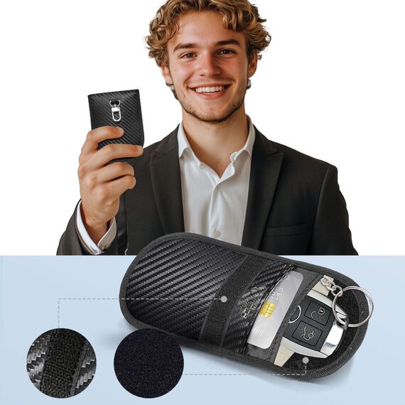 Tech-Protect KLR100 RFID Blocking Car Key Case - Black - Carbon