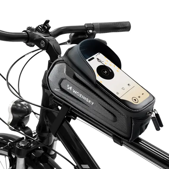 Wozinsky bicycle bag for the frame, armored, with a phone pocket, 1.7 l - black