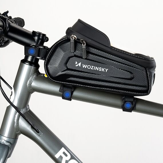 Wozinsky bicycle bag for the frame, armored, with a phone pocket, 1.7 l - black