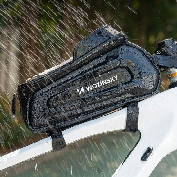 Wozinsky bicycle bag for the frame, armored, with a phone pocket, 1.7 l - black
