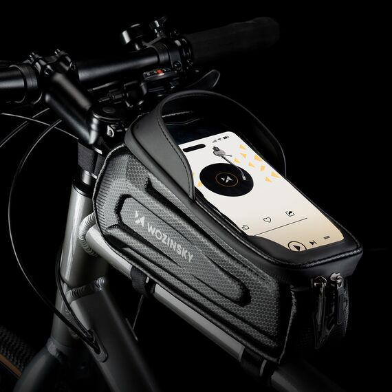 Wozinsky bicycle bag for the frame, armored, with a phone pocket, 1.7 l - black