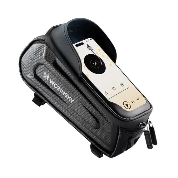 Wozinsky bicycle bag for the frame, armored, with a phone pocket, 1.7 l - black