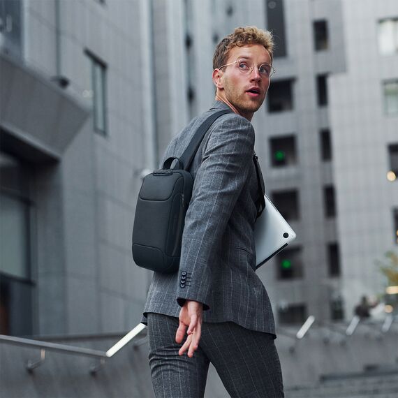 Wozinsky Premium Single Shoulder Anti-Theft City Backpack with Organizer and USB - Black