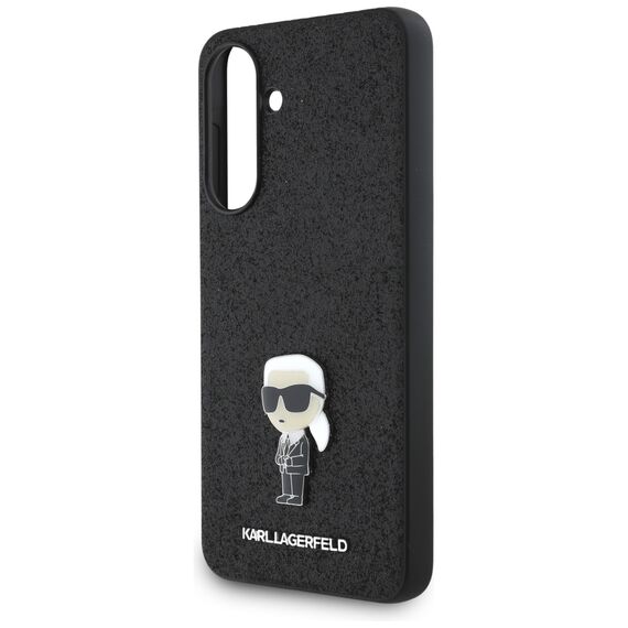 Karl Lagerfeld Fixed Glitter Ikonik Logo Metal Pin Case for Samsung Galaxy A36 - Black