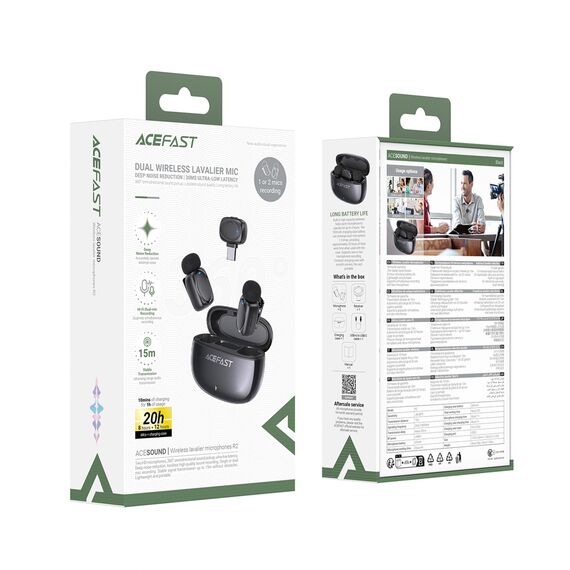Acefast R2 Wireless Lavalier Microphones - Black