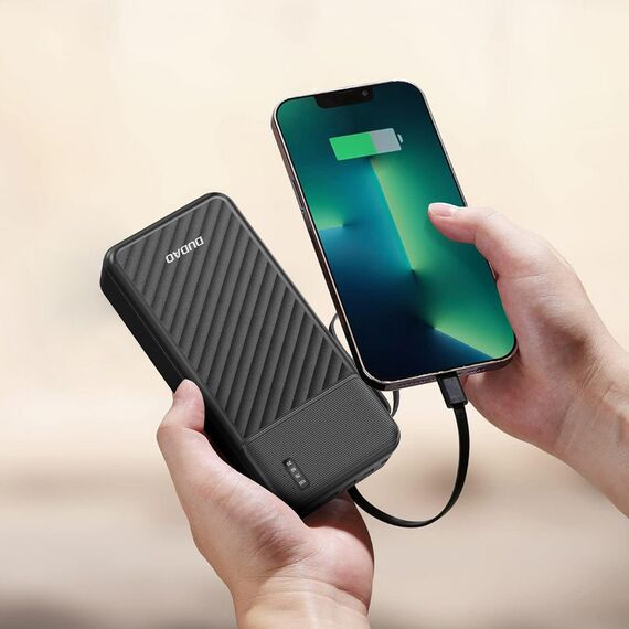 Dudao K11 Pro 20000mAh Powerbank with Built-in Cables - Black