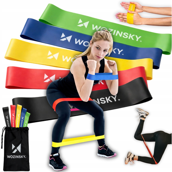 Mini resistance bands Wozinsky WGO-5 activation bands made of latex - 5 pcs.
