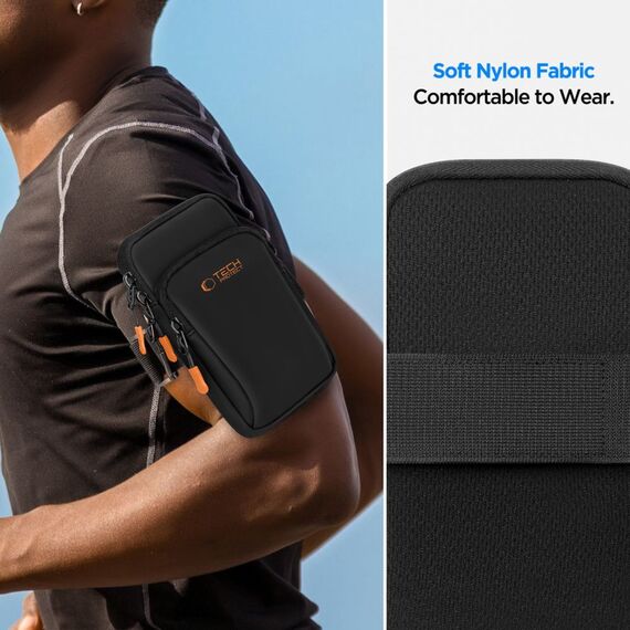Tech-Protect M7 Universal Sport Armband Case - Black and Orange