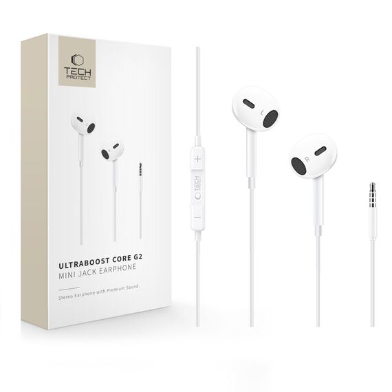 Tech-Protect Ultraboost Core G2 Mini Jack Headphones - White