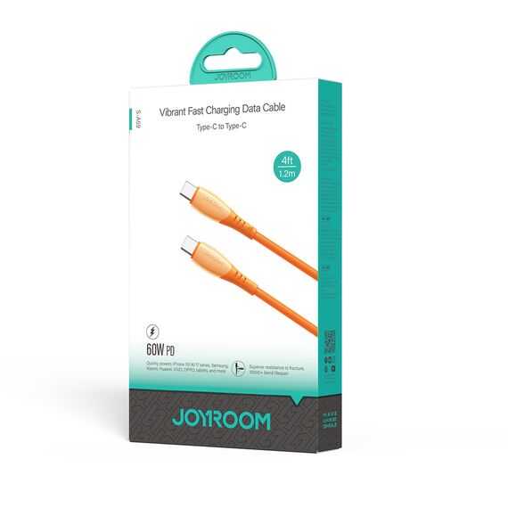 Joyroom S-A59 Vibrant Series 60W USB-C - USB-C Cable 1.2m - Orange