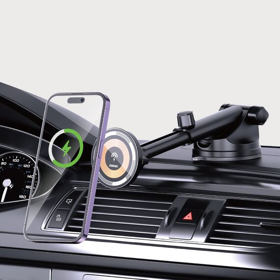 Dudao F12MAX+ Car Holder with 15W Wireless Charger, Compatible with Magsafe - Black