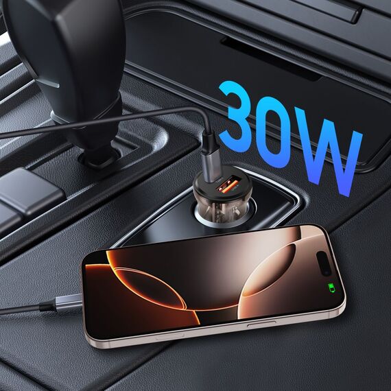 Tech-Protect CC01 30W 2-Port USB-A / USB-C Car Charger - Black