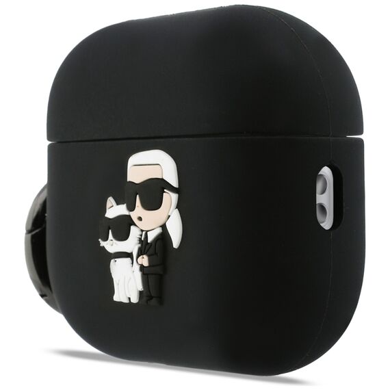 Karl Lagerfeld Silicone Karl &amp; Chaupette Head 3D Case for AirPods Pro 3 - Black