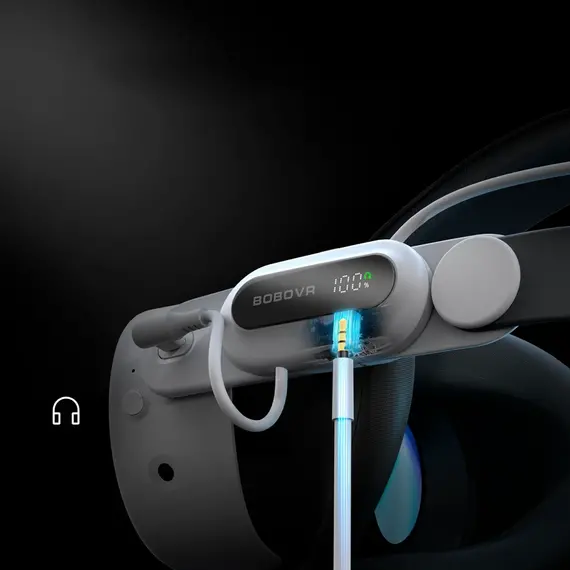 BoboVR E3 Pro Head Strap with Battery for Meta Quest 3 and 3S - White and Black