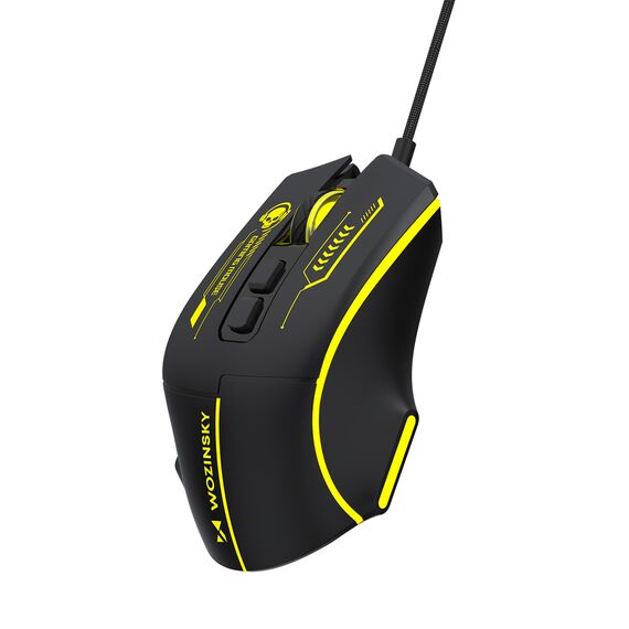 Wozinsky WMGK-1181W Wired Optical Gaming Mouse 7200 DPI with Backlight - Black and Yellow
