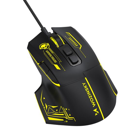Wozinsky WMGK-1181W Wired Optical Gaming Mouse 7200 DPI with Backlight - Black and Yellow