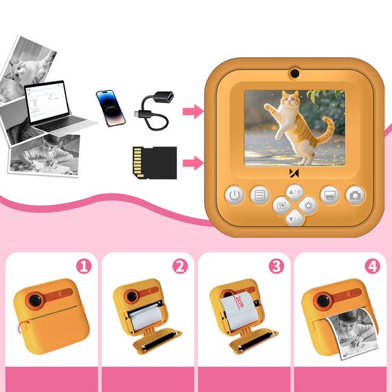 Wozinsky WDT-05 Thermal Printer Camera for Kids - Orange