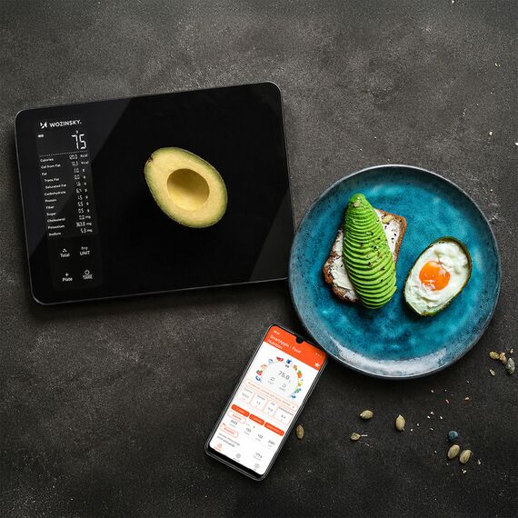 Wozinsky WIK-16 Smart Kitchen Scale with Digital Display, Bluetooth App - Black