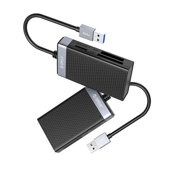 Orico CL4D-A3 USB-A 3.0 SD microSD CF MS 5 Gb/s Memory Card Reader - Black and Silver