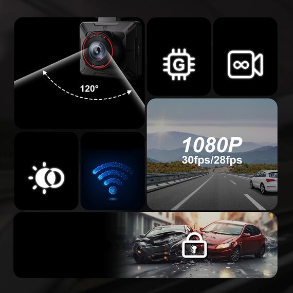 AKEEYO P1 car camera video recorder FullHD 30fps - black