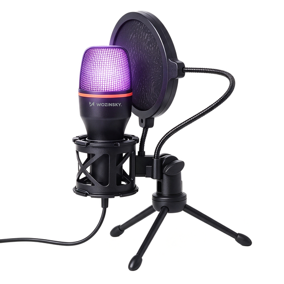 Wozinsky Studio Gaming USB Computer Microphone with RGB Stand - Black