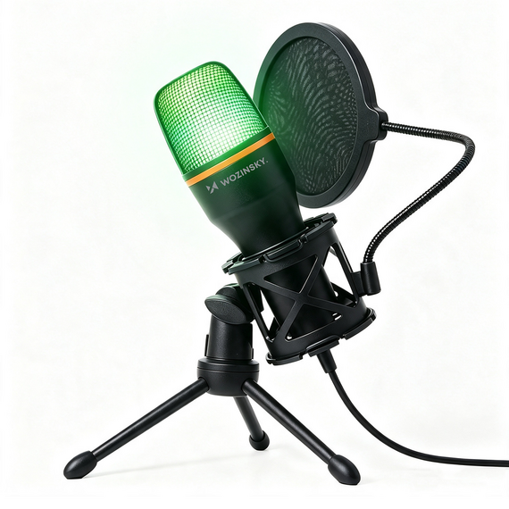 Wozinsky Studio Gaming USB Computer Microphone with RGB Stand - Black