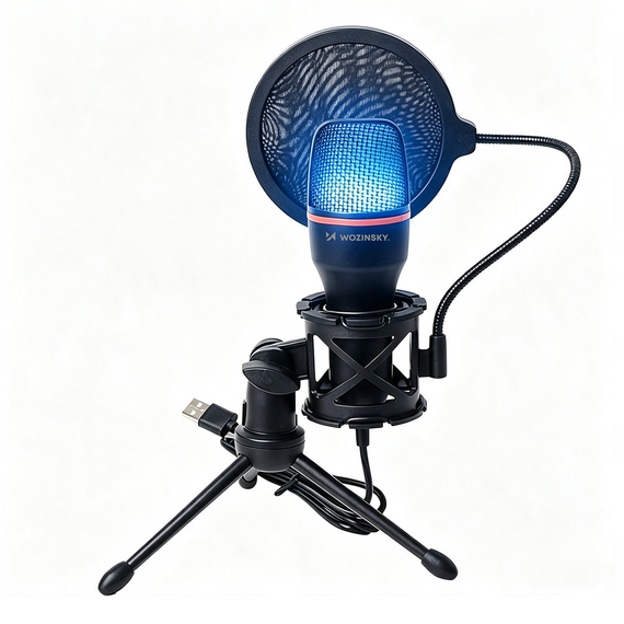 Wozinsky Studio Gaming USB Computer Microphone with RGB Stand - Black