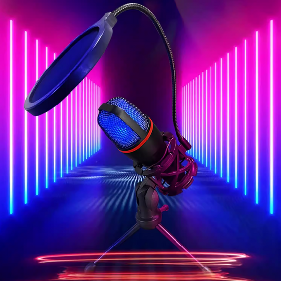 Wozinsky Studio Gaming USB Computer Microphone with RGB Stand - Black