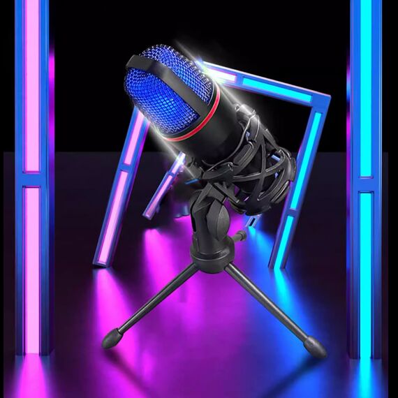 Wozinsky Studio Gaming USB Computer Microphone with RGB Stand - Black