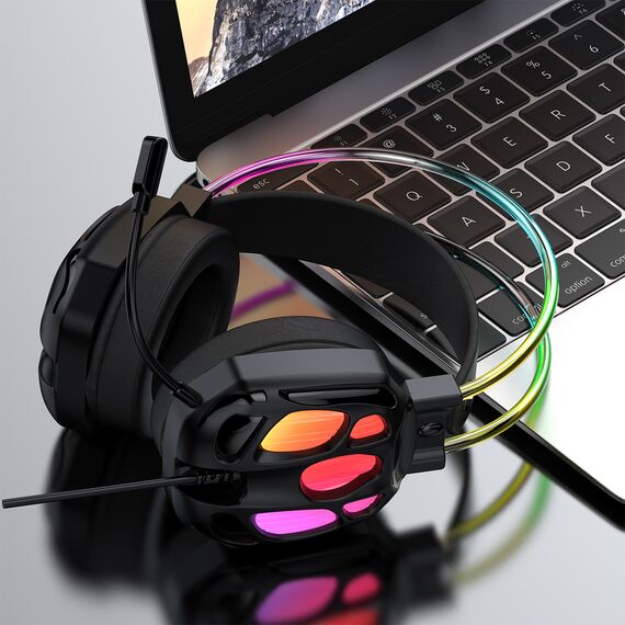 Wozinsky WSG-1118 Wired Gaming Headphones with Microphone and RGB Backlight - Black