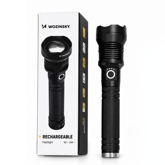 Wozinsky WLT-20W tactical flashlight 20 W 2000 lm CREE diodes IP65 with adjustable beam - black