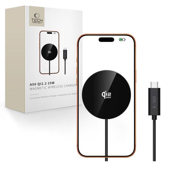 Tech-Protect A50 MagSafe 25W QI2.2 Wireless Charger - Black