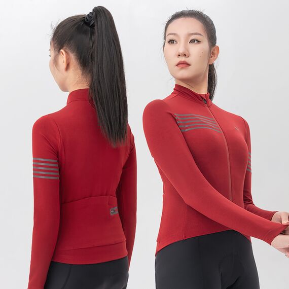 Rockbros YPW065 TVI Women's Long Sleeve Cycling Jersey Fall/Winter L - Red