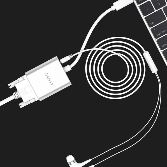 Orico PTAV USB-C - VGA adapter and 3.5 mm Full HD mini jack 0.15 m - silver