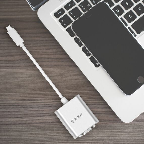 Orico PTAV USB-C - VGA adapter and 3.5 mm Full HD mini jack 0.15 m - silver